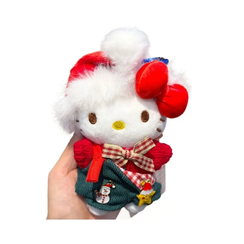 2025 جديد Kawaii مرحبا كيتي عيد الميلاد أفخم دمية اليابانية سانريو الكرتون على ظهره قلادة الأطفال الإبداعية مهرجان هدية
