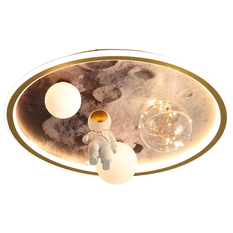 

Postmodern Nordic style creative and warm bedroom astronaut starry sky cartoon ceiling lamp
