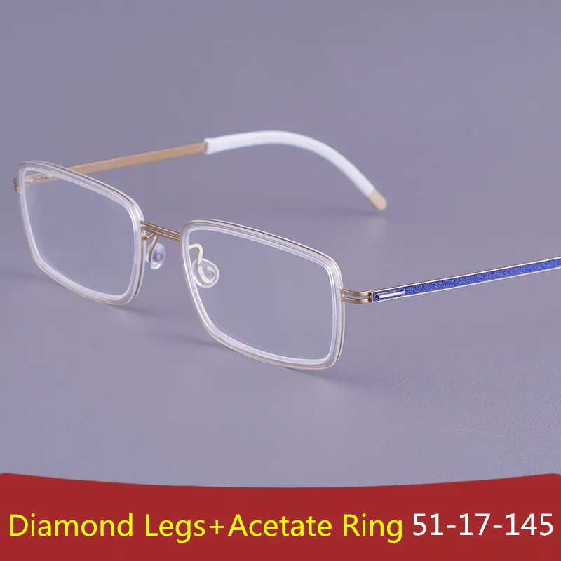 

Retro Men Business Rectangle Glasses Frame Brand Design Screwless Titanium Acetate Eyeglasses Women Thin Rim Handmade Spectacles