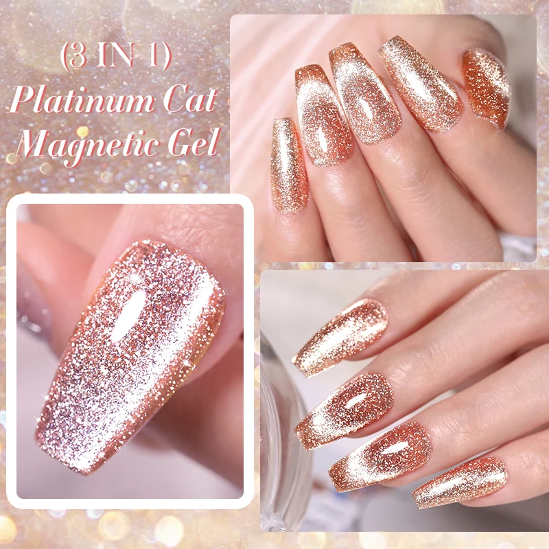 LILYCUTE 7ML Platinum Cat Magnetische Gel Nagellak Shining Rose Folies Glitter 3 IN 1 Semi Permanente UV Gel Nail Art manicure