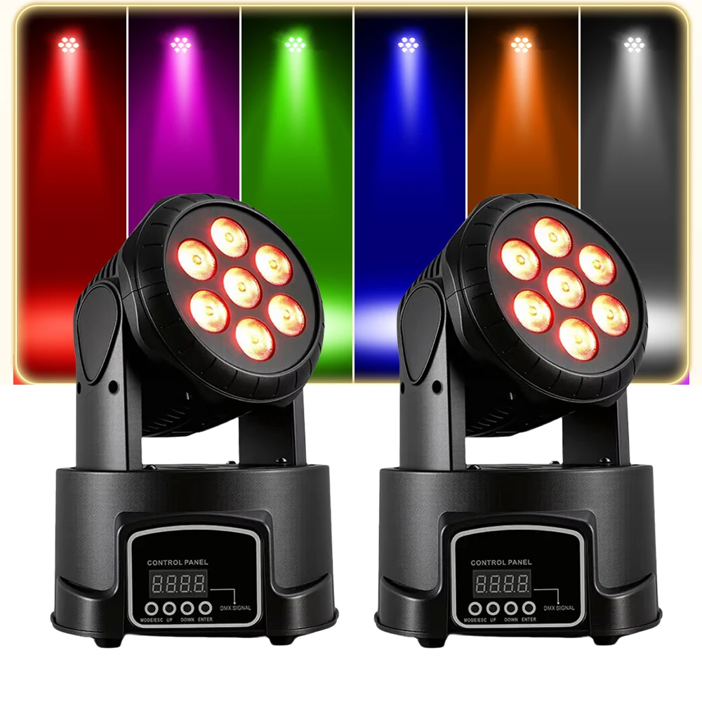 

2/4/6 шт. 7*15 Вт диско-светильники с подвижной головкой, светодиодные сценические светильники, управление DMX, автоматическое управление, звуковая активация для DJ Disco KTV Party