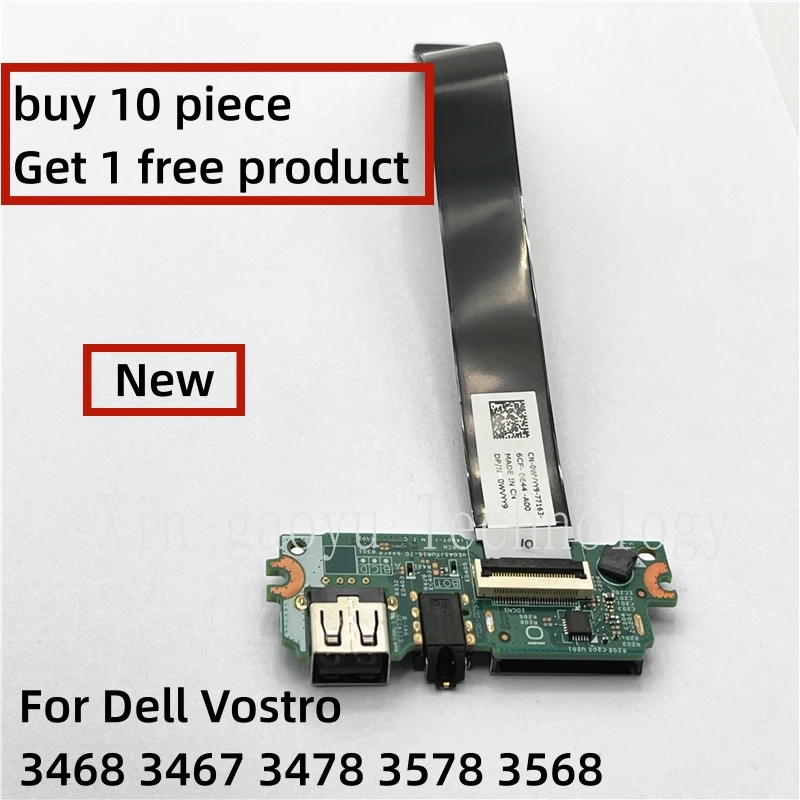 USB Audio SD Card Reader Board com cabo, 100% de teste OK, Dell Vostro 3468 3467 3478 3578 3568, 16A07-1 0WVY9 WVYY9, Novo