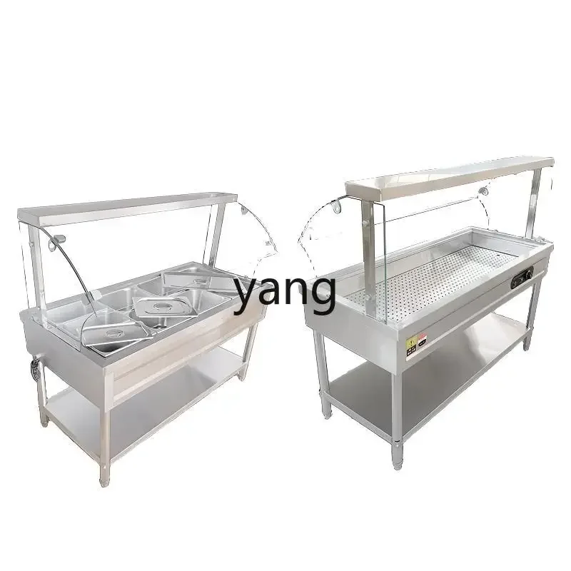 CX commercial glass cover electric heating canteen selling vegetable table fast food truck thermal insulation soup pool