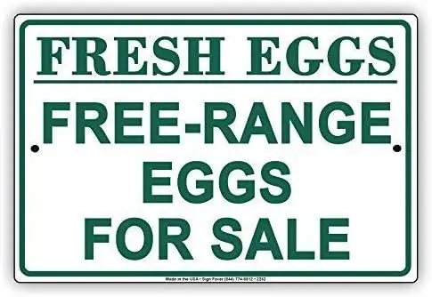 Traffic Signs  Eggs Free Range for Sale Farmhouse Barnyard Alert Tin Metal Outdoor Decor Safety Sign-aluminum sign