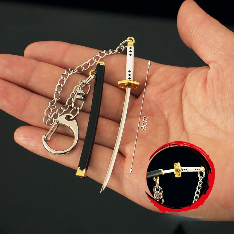 9cm Anime Weapon Slayer Merchandise Wind Pillar Tanjiro's Nichirin Blade Metal Keychain Samurai Prop Ornament Birthday Gift Toys