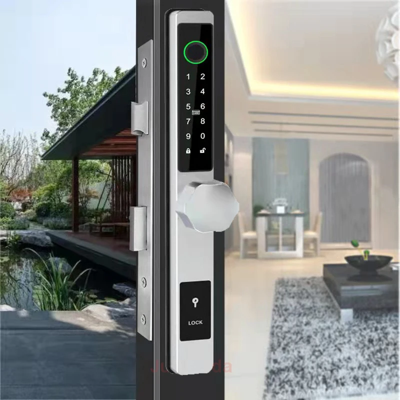 3CM Width Slim Smart Door Lock TTLock Waterproof Fingerprint IC Card Code Smart Electronic Door Lock Sliding Aluminum Door Locks