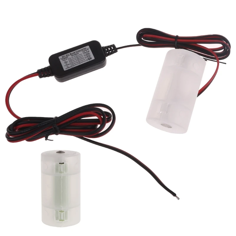 2xLR20 D Battery Eliminators with Red and Black Wires Black Negative Electrode