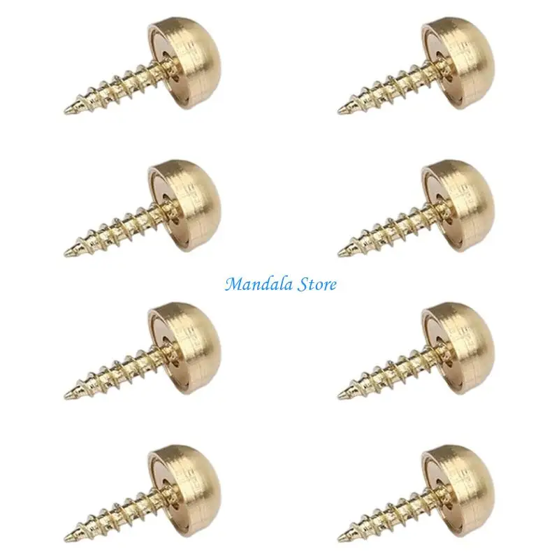 U2JC Sturdy Brass Fasteners Mirror Screw Caps M3Thread 8pcs Furniture Hardware