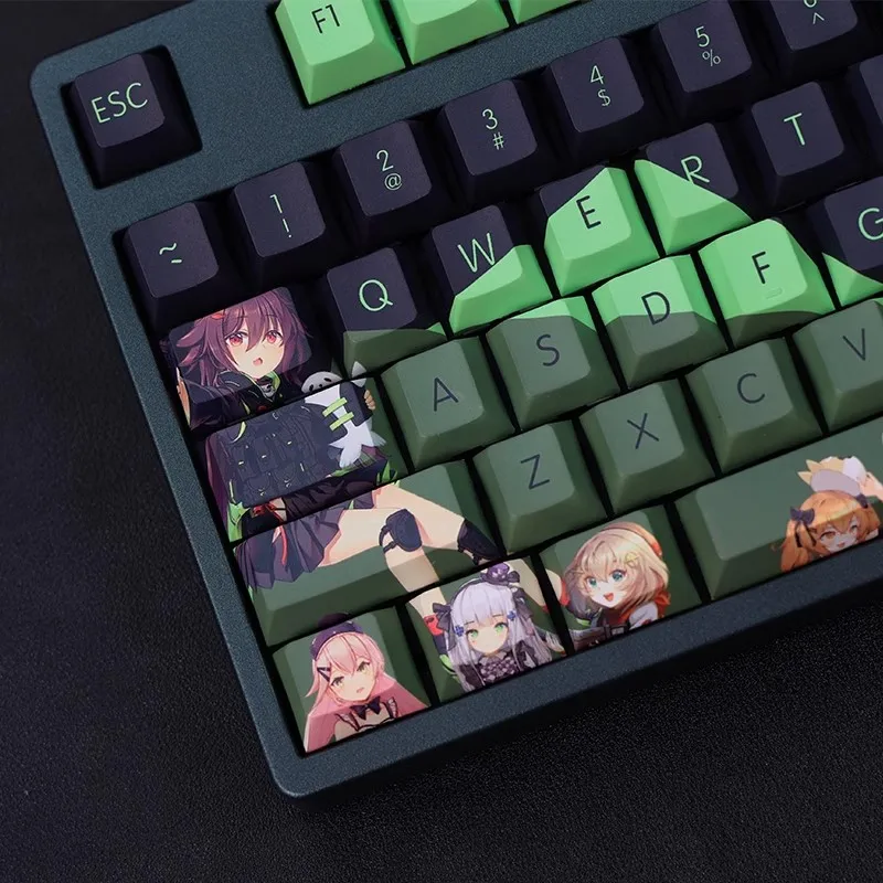 1 Set PBT Dye Subbed Keycaps Two Dimensional Cartoon Anime Gaming Key Caps Cherry Profile Keycap For Girls Frontline