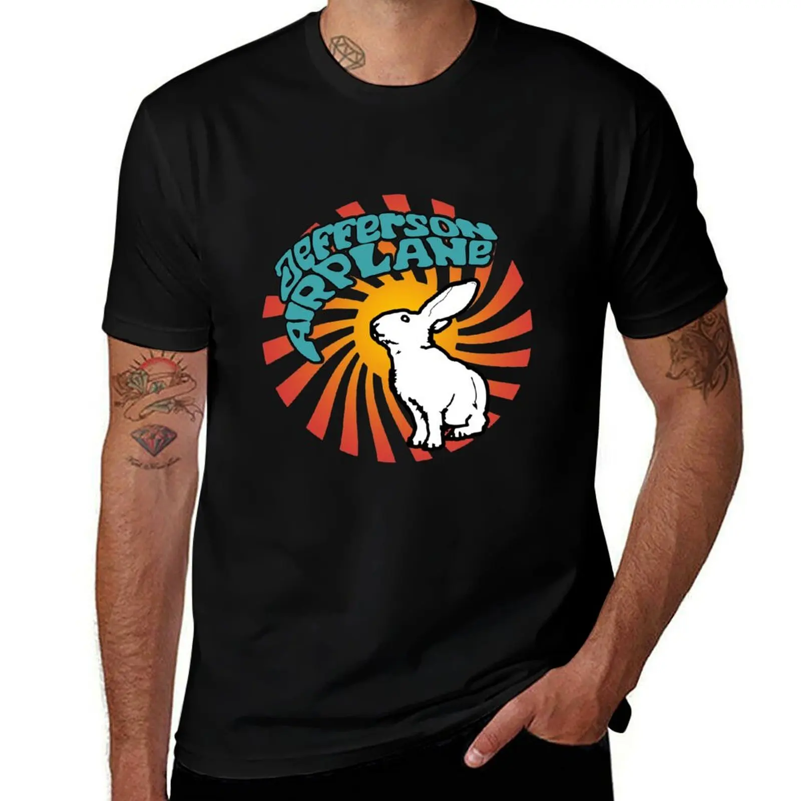 

Jefferson Airplane White Rabbit T-Shirt cotton tshirt 100% t shirts for man cotton funny T-Shirt
