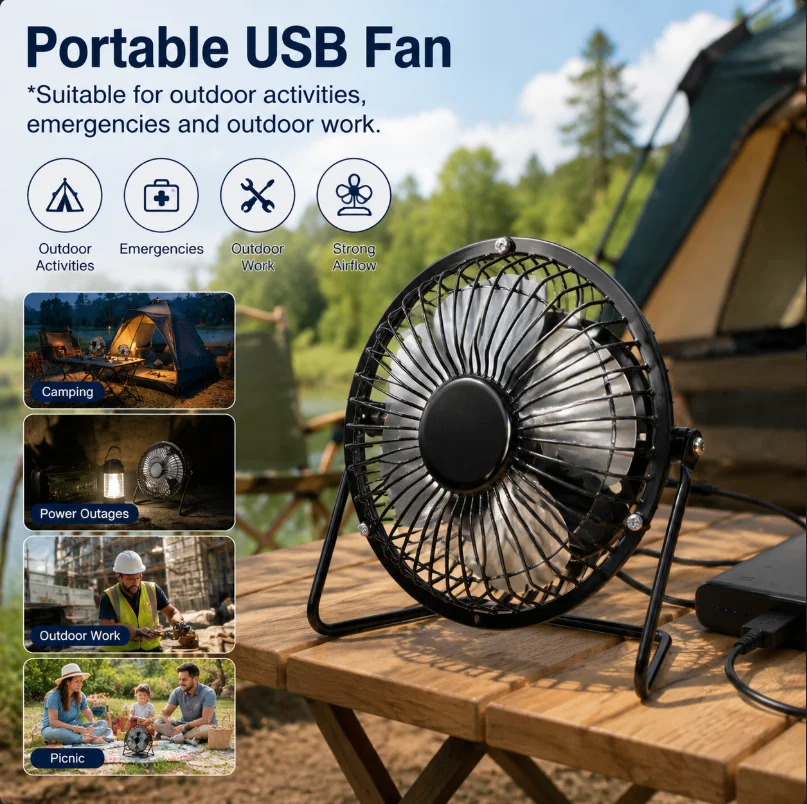 Quality Outdoor Power - Mini Fan USB Fan Lightweight Rotatable