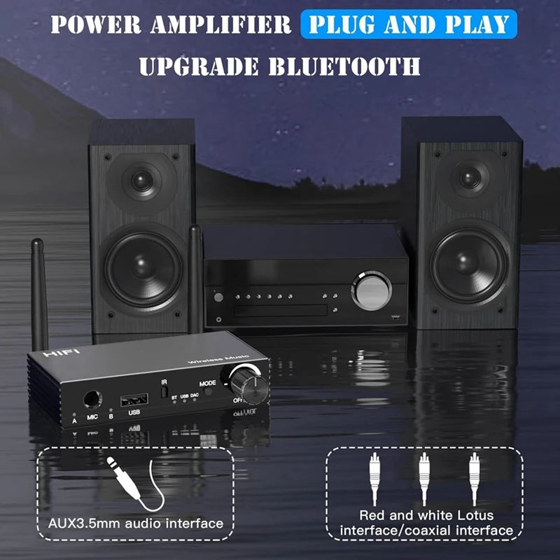 A73E-Bluetooth 5.3 Audio Adapter Receiver, TV Bluetooth Transmitter, Wireless Audio Adapter For Home Stereo/Headset/Speaker