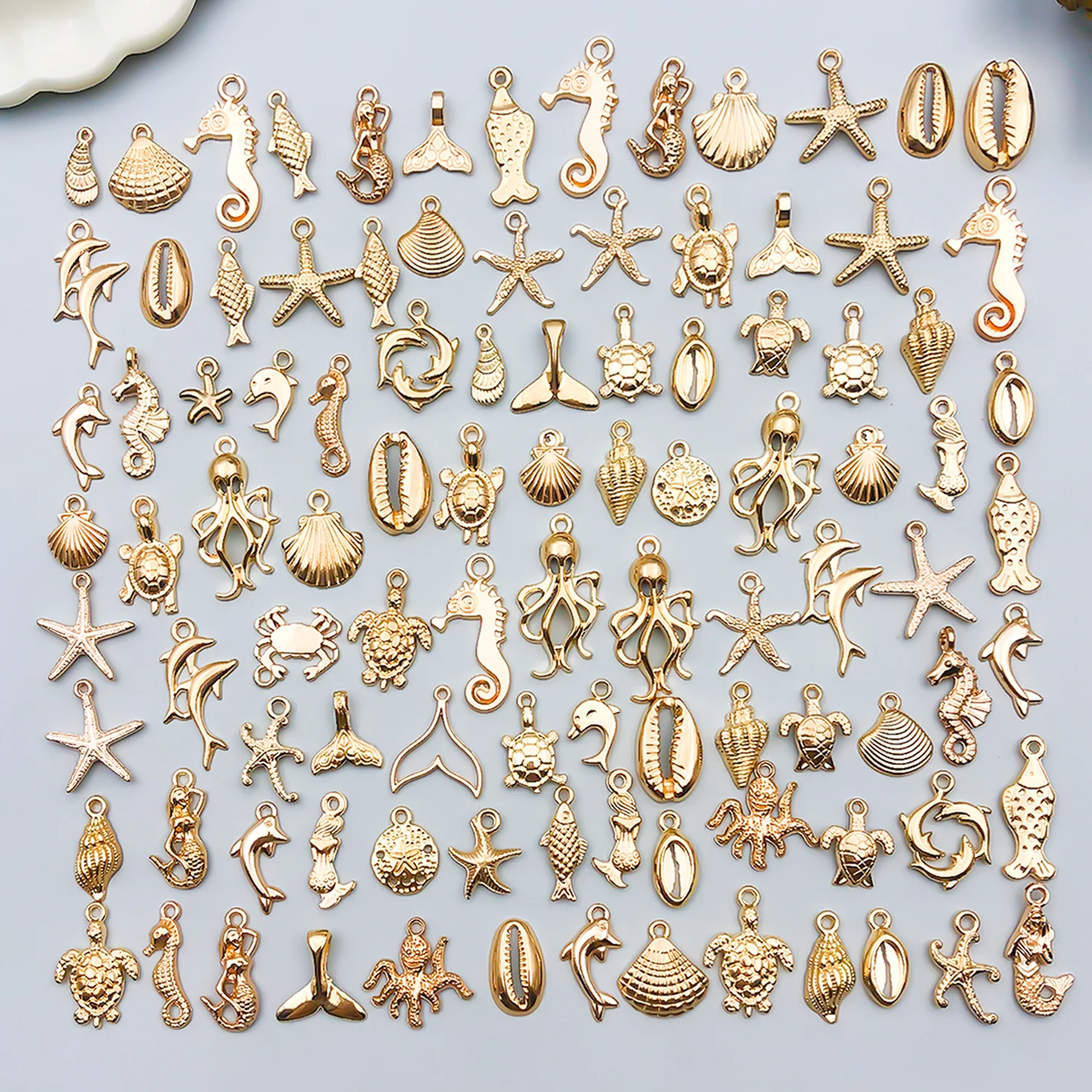 Random 20pcs/50pcs/100pcs Alloy KC Golden Ocean Pendant Jewelry Making DIY Keychain Earrings Charms for Bracelets Necklace