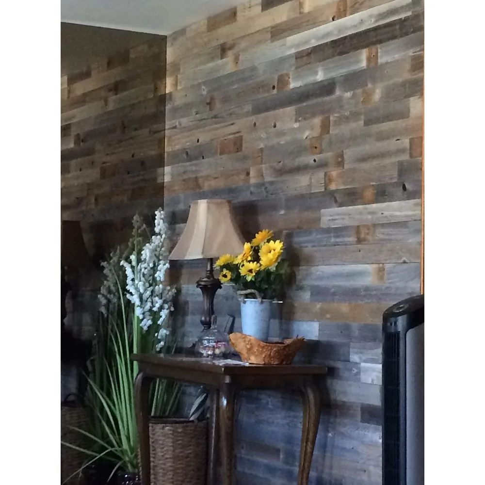 Plank and Mill - Reclaimed Barn Wood Wall Panels - Simple Peel and Stick Planks for Accent Walls, Kitchens, and Other Projects