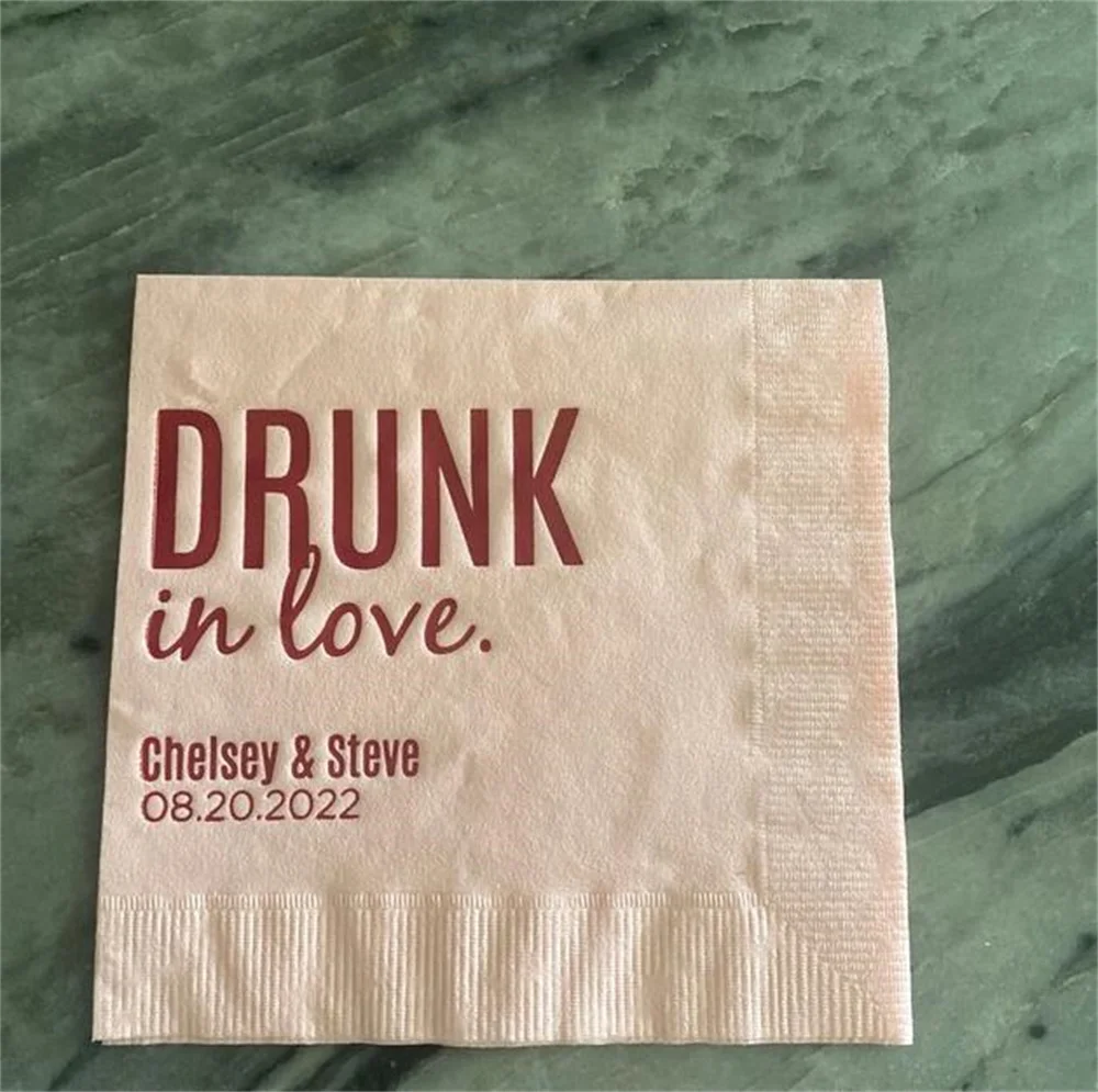 Drunk in Love Personalized Wedding Napkins - Cocktail Napkins - Paper Wedding Napkins - Wedding Bar Napkins - Custom Napkins