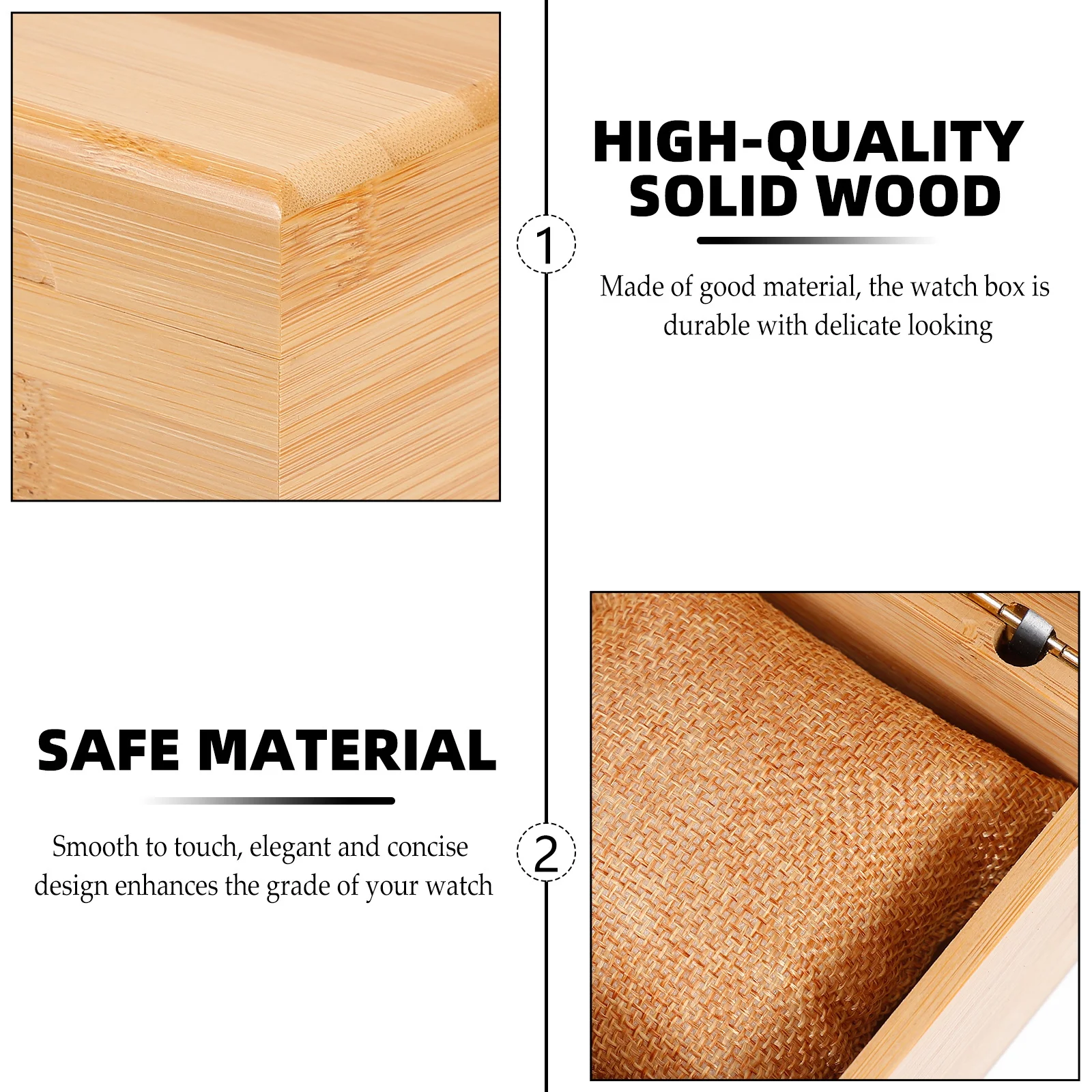 

Watch Box Wooden Storage Organizer Bamboo Case Packaging Bracelet Holder Durable Smooth Elegant Travel Dust Scratch