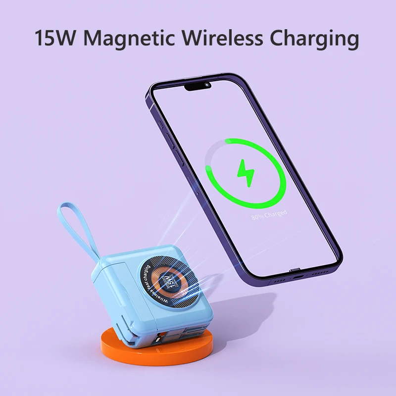 20000mAh Magnetic Power Bank 15W Wireless Fast Charger for iPhone 15 14 Samsung Huawei Xiaomi Portable Powerbank With AC Plug EU