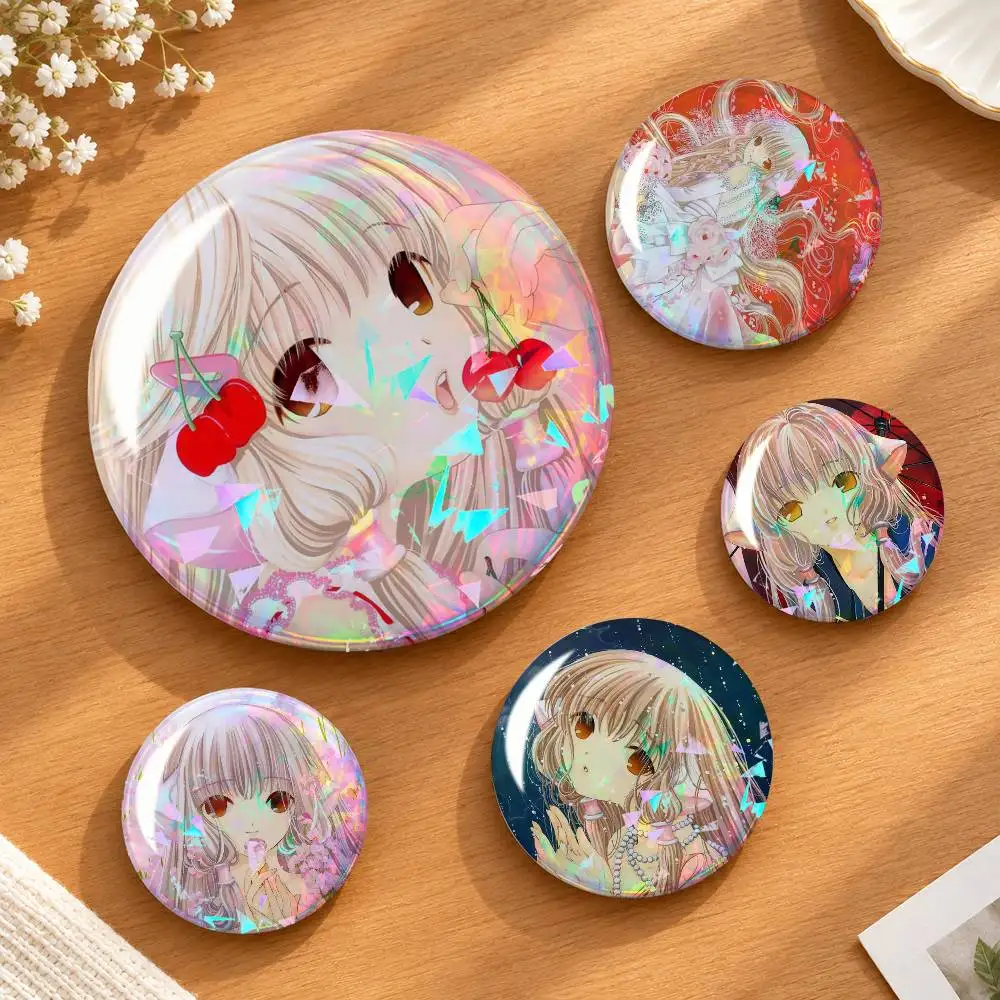 Cute P-Persocom C-Chobits Chii E-Eruda Custom Tinplate Round Button Badges Pins Brooches for Clothes Backpack