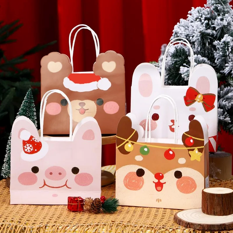 Christmas Eve gift bag apple Carrying empty paper bag decorated children's Christmas gift bag candy cookie bag