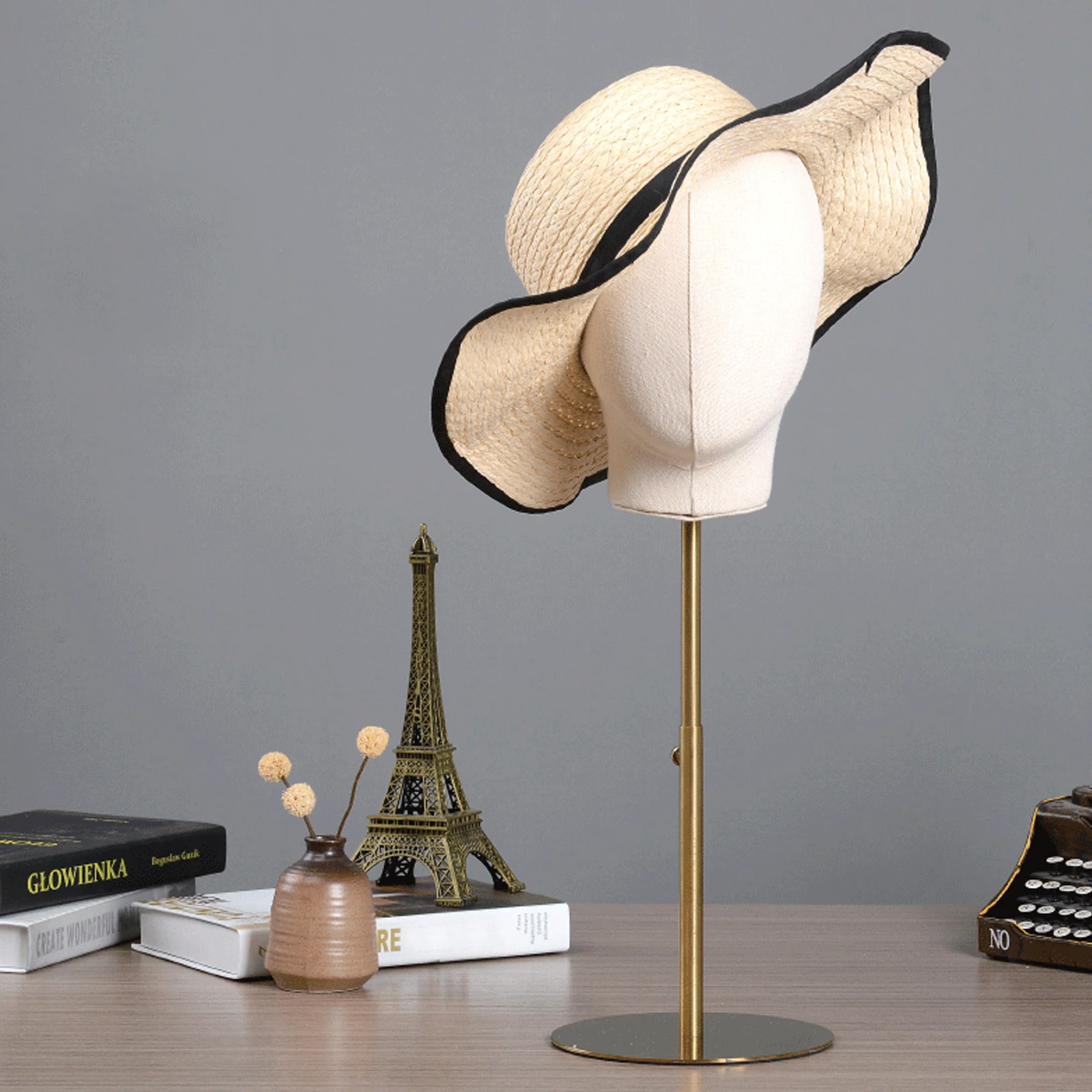 Hat Display Mannequin Head Adjustable Display Stand Caps Wig Hats Display Holder Head Mannequin Stand Gold