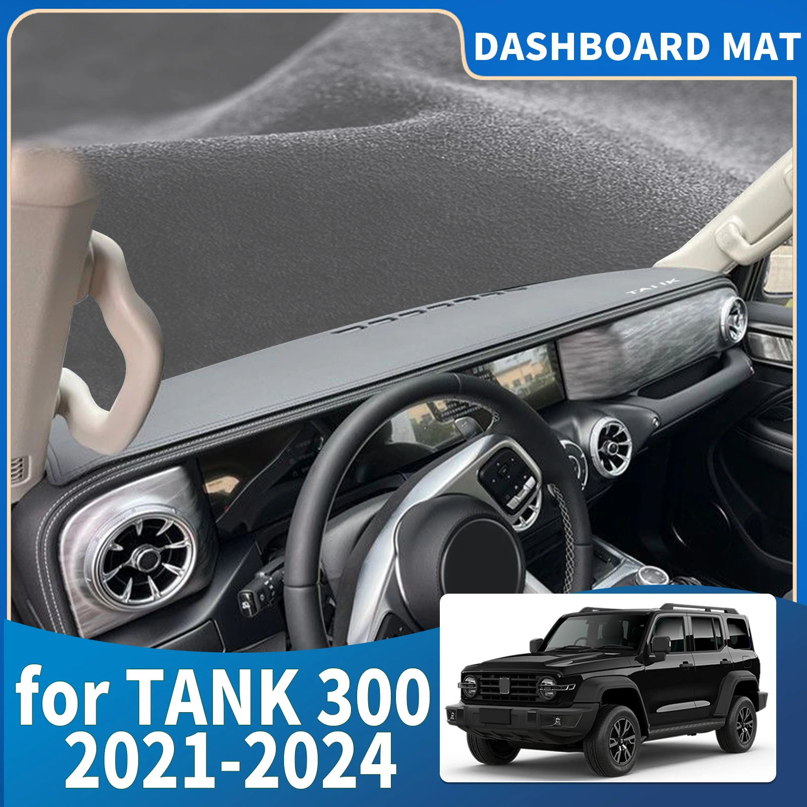 

fit for GWM TANK 300 2021 2022-2024 WIHTE LOGO Dashmat Dashboard Cover Pad Protective Carpet Car Accessories DashMat Sunshade