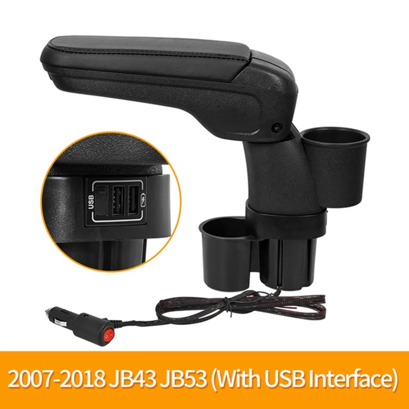 Car Console Armrest Storage Box With Cup Holder Center Console Elbow Support For Suzuki Jimny JB43 JB53 2007-2018