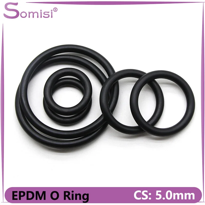 

10Pcs EPDM o Rings Gasket Black CS 5mm OD 16 ~ 150mm Acid and Alkali Resistance Water Resistance Friction Resistance O-ring