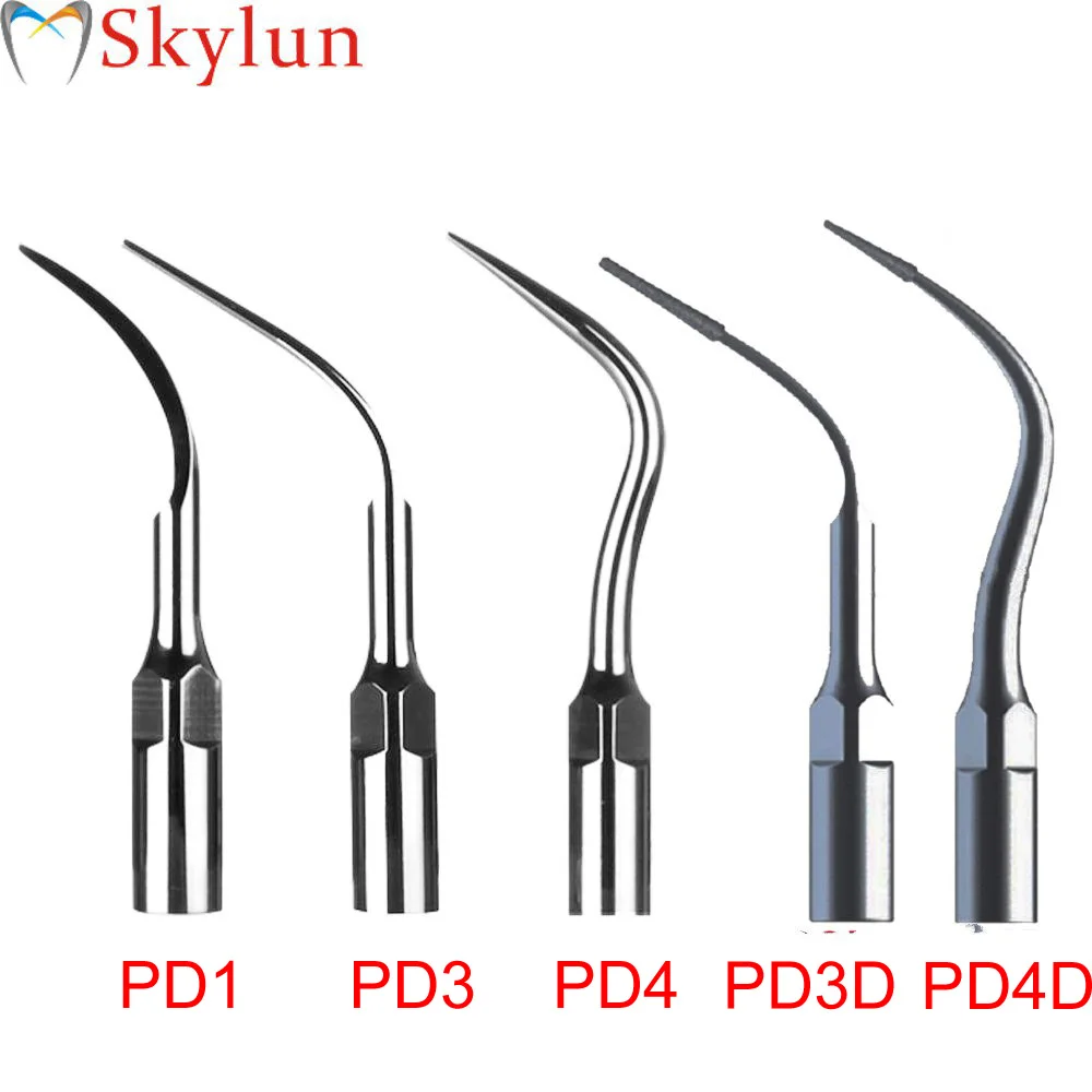 SKYLUN 5PCS Dental Ultrasonic Perio Scaler Tips PD1 PD3 PD4 PD3D PD4DScaling  Tips Fit SATELEC DTE