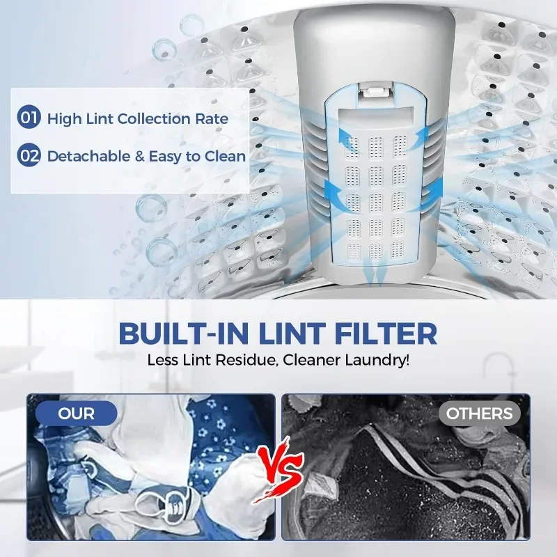 غسالة محمولة، غسالة محمولة بوزن 17.8 رطل، مجموعة غسيل ومجفف مدمجة بطول 2.4 قدم مع مضخة تصريف