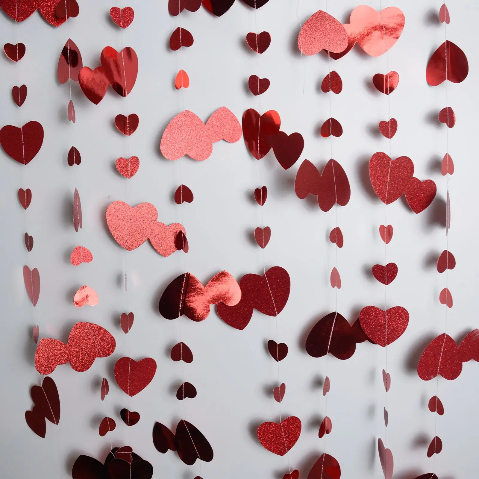 1PC 4M bruiloft rood hart slinger, liefde streamer glitter papier banner verjaardag verjaardagen partijen thuis hangende decoratie