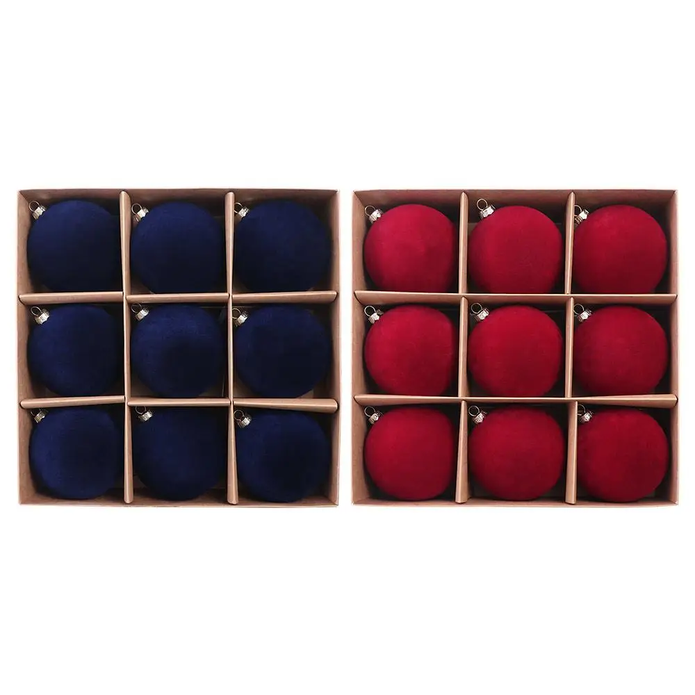 

10cm Velvet Christmas Ball Pendant Shatterproof Reusable Christmas Hanging Balls Flocked Xmas Tree Ornaments