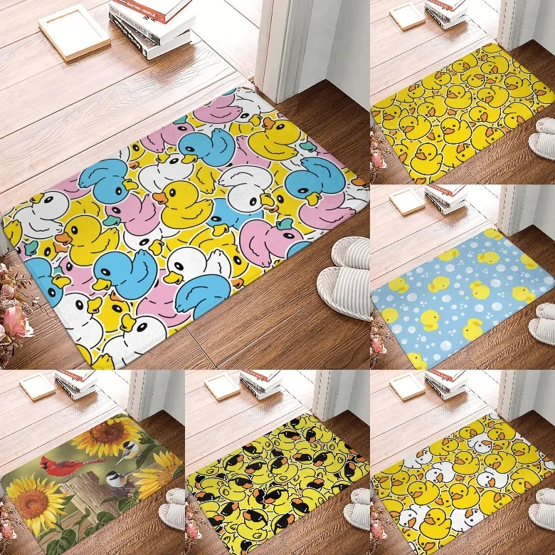 Tapis de porte de canard de dessin animé coloré, pour salle de bain, chambre à coucher, balcon, porte d'entrée, maison, chambre à coucher, salon, tapis de sol décoratif