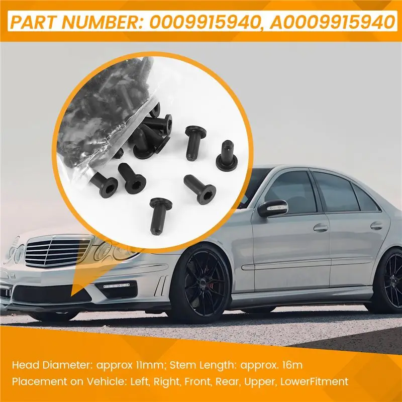 0009915940 A0009915940 100PCS Multi Purpose Rivet Fit For Mercedes Benz W207 W211 E63 SLK250 6Mm Hole