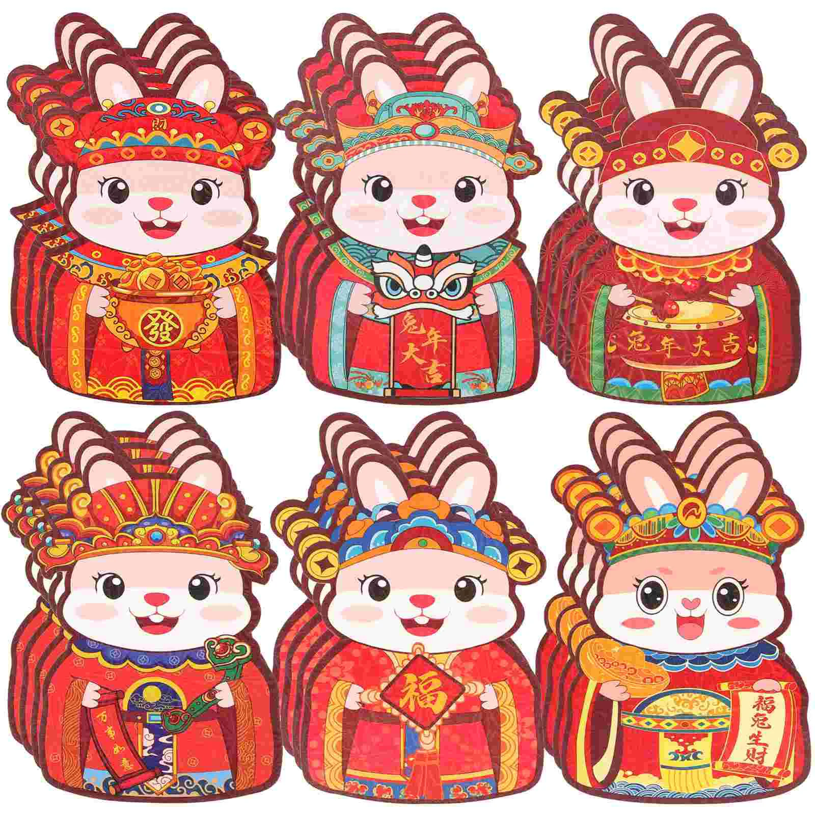 

24 Pcs Year of The Rabbit Red Envelope Festival New Gift Chinese Zodiac Bunny Packets Style 500g White Cardboard Printing Gifts