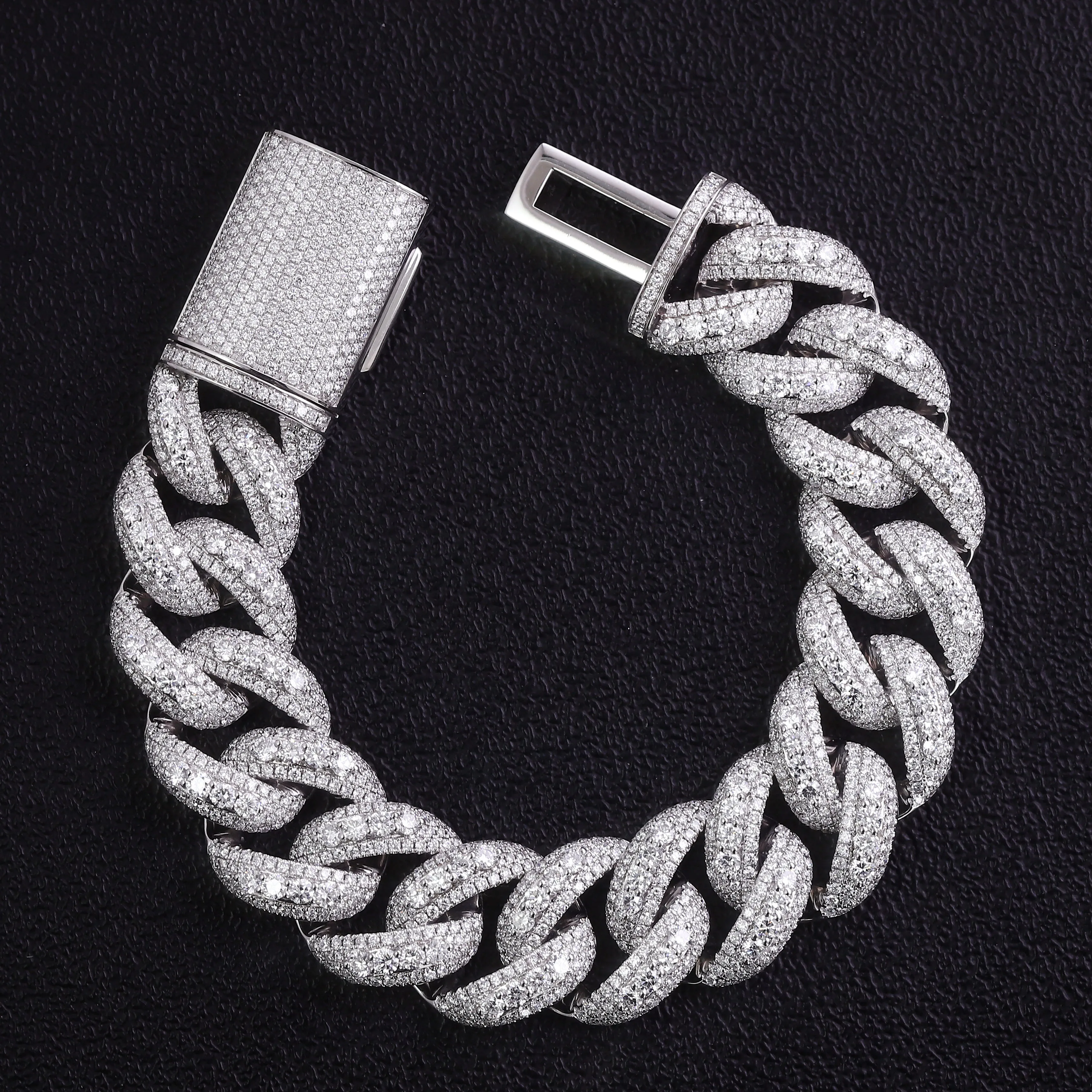 Pulsera de cadena cubana de moissanita de 10K/14K/18K de Provenza para hombres, pulsera de eslabones cubanos de 20mm de espesor, joyería DIY, pulsera de Hip Hop para mujeres