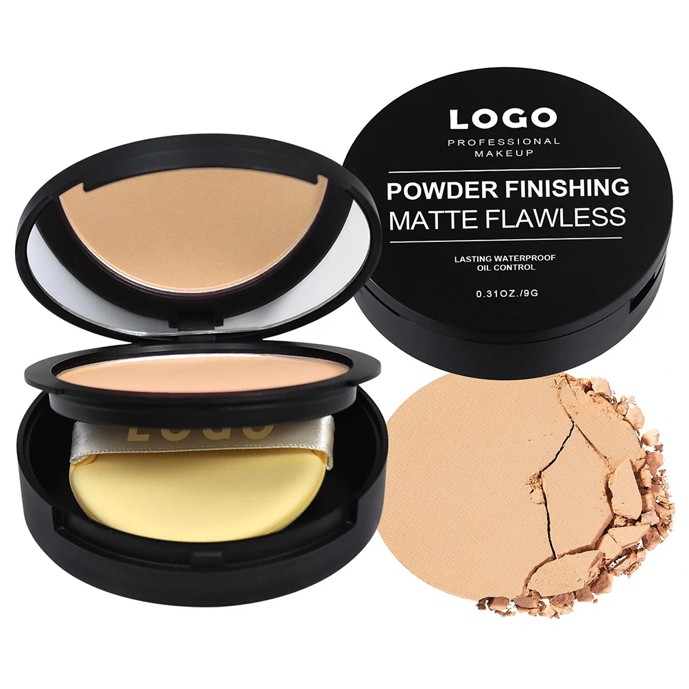 คอนซีลเลอร์เนื้อแป้งอัดแข็ง 22 สี แบรนด์ส่วนตัว โลโก้สั่งทำ ติดทนนาน ปกปิดจุดด่างดำ สิว กันเหงื่อ แพ็คเกจสีดำ เมคอัพวีแกน