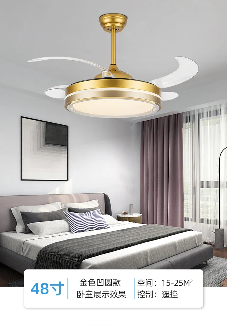 220V Luxury Concealed Ceiling Fan Light Design for Home with Diamond Brand Light for Living Room Dining Room