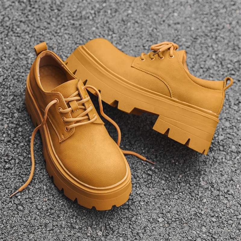 European  American Couple Trend New Height Increasing Derby Shoes Big Head Casual Commuting High-end Feeling Business Wear Shoes