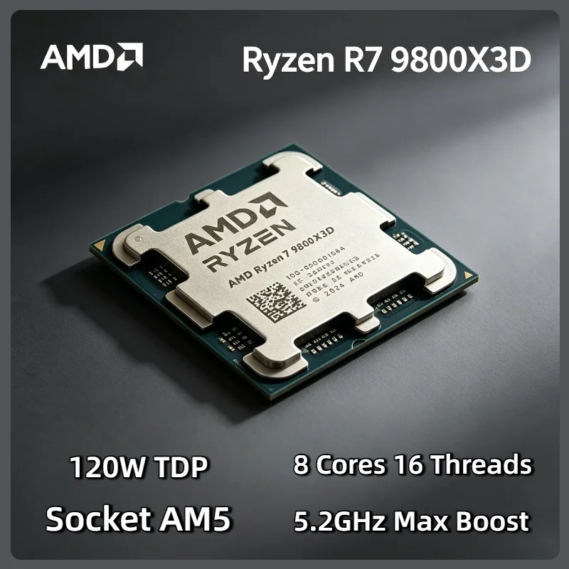 Nuevo Procesador de Escritorio AMD Ryzen 7 9800X3D, 8 Núcleos, 16 Subprocesos, 4.7GHz, 5.2GHz Turbo, 4nm, AM5, 104MB de Caché, 120W, PCIe 5.0, DDR5, CPU