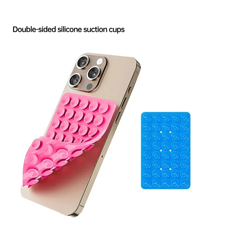 Double Side Silicone Suction Pad for Mobile Phone Fixture Suction Cup Backed Adhesive Silicone Sucker Pad Cell Phone Fixed Pad