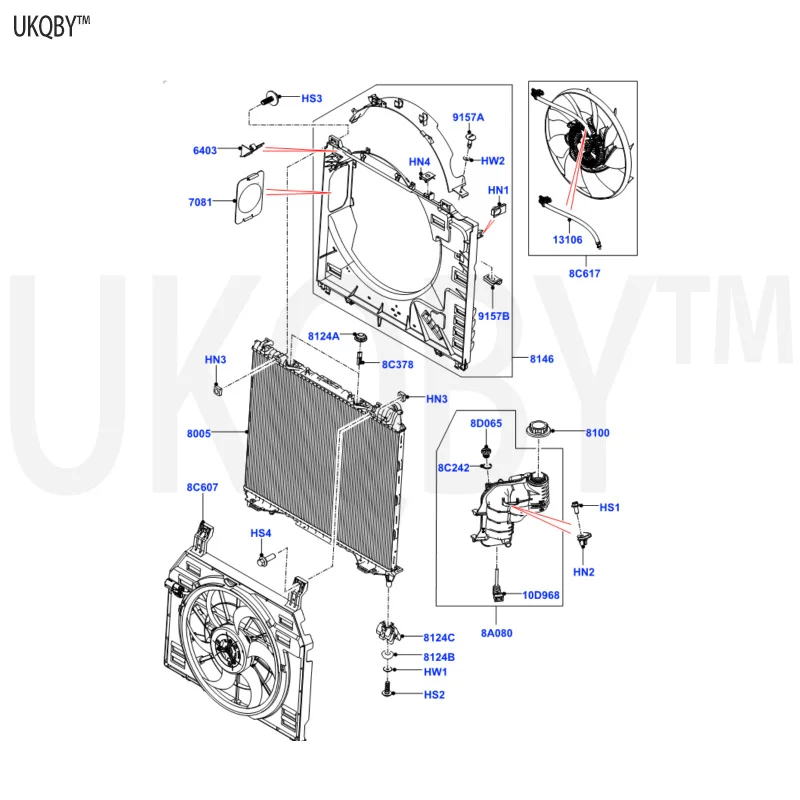 La nd Ro ve r Sport Ra ng e Ro ve r 2010-2013 LR012645 Fan Assembly LR012645 LR095536