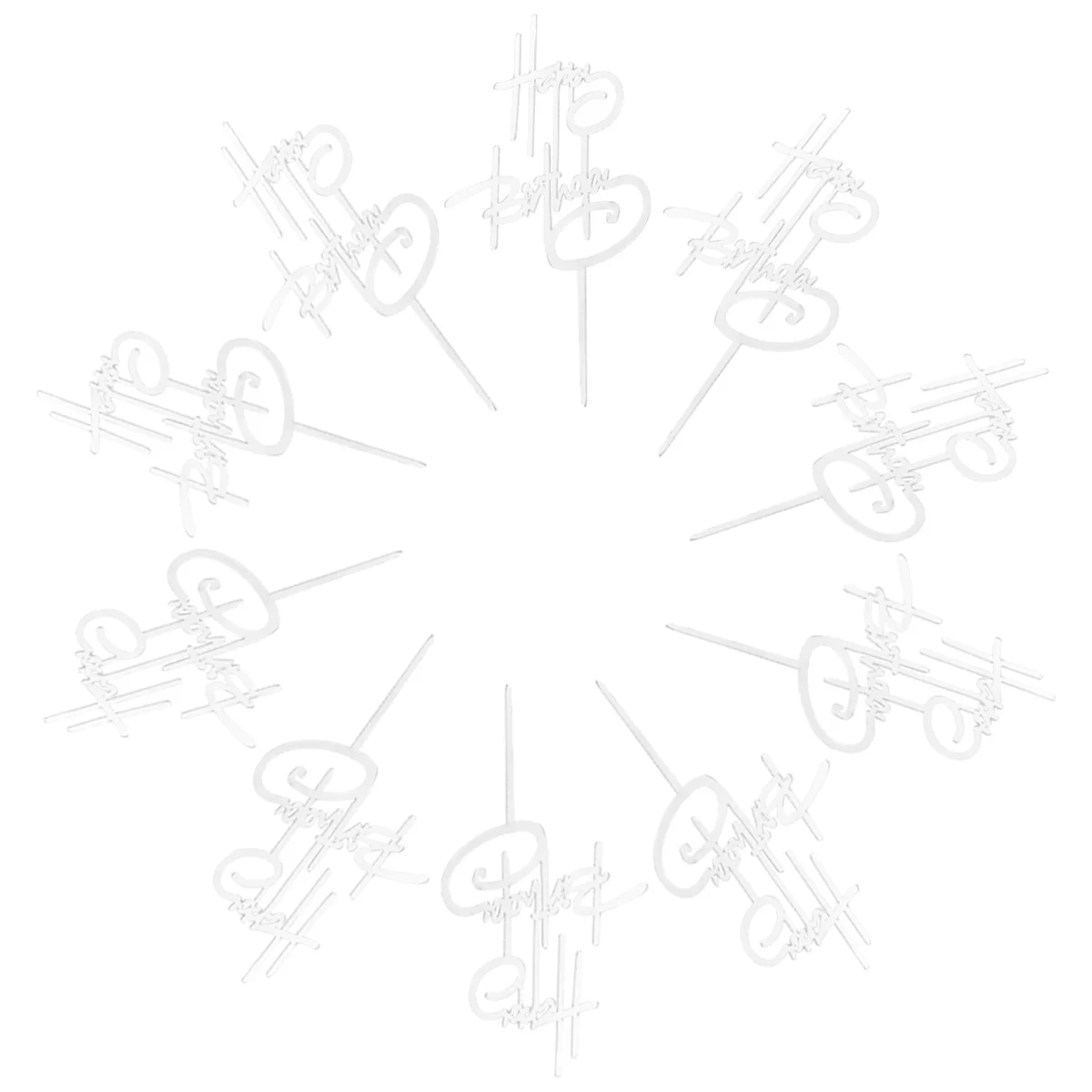 10pcs Birthday Topper Acrylic Cake Inserts For Party Shower Happy Birthday Decoration Cake Topper