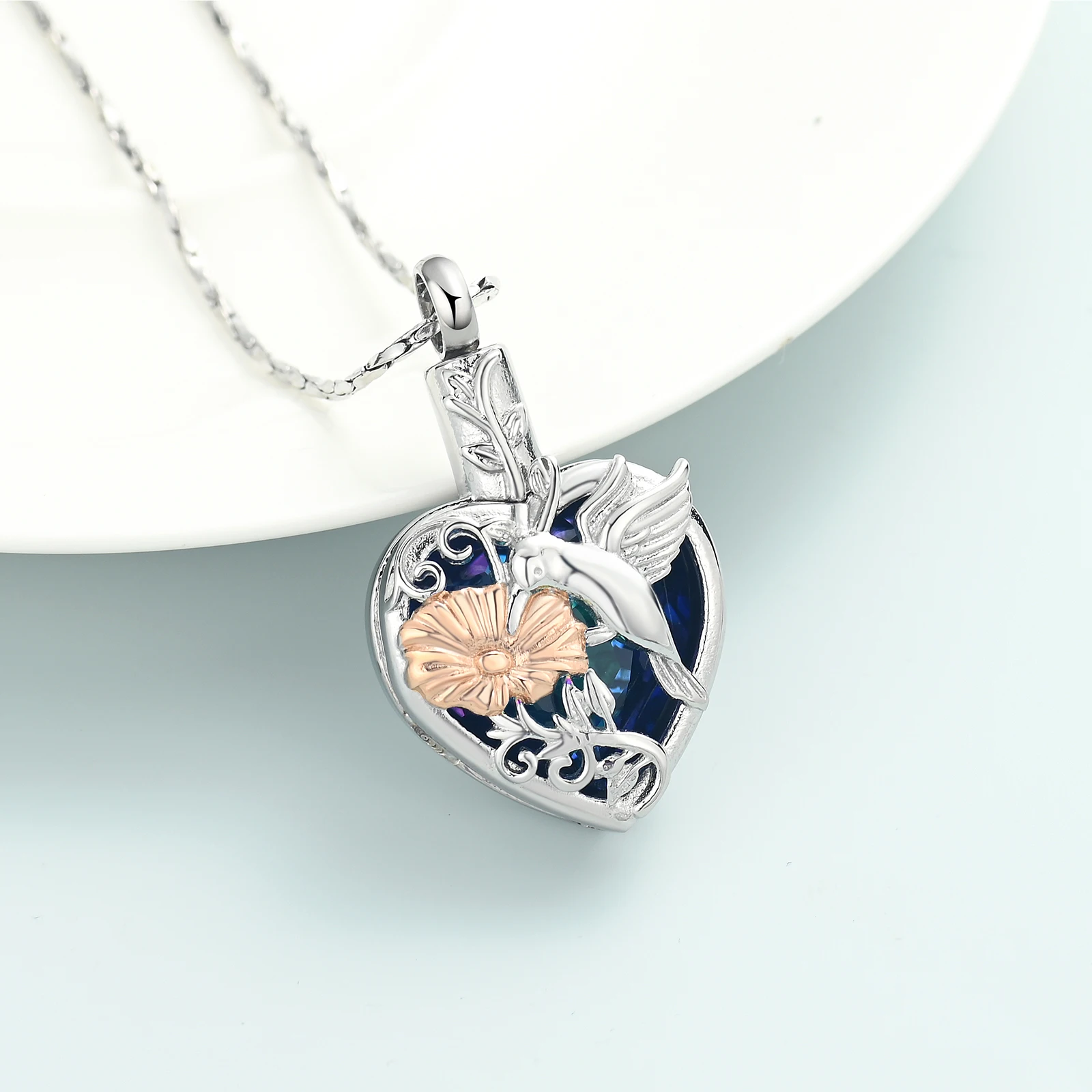 Bumming Bird Shape Cremation Urn Jewelry Necklace cremation Jewelry for Ashes Customizable Keepsake Pendant