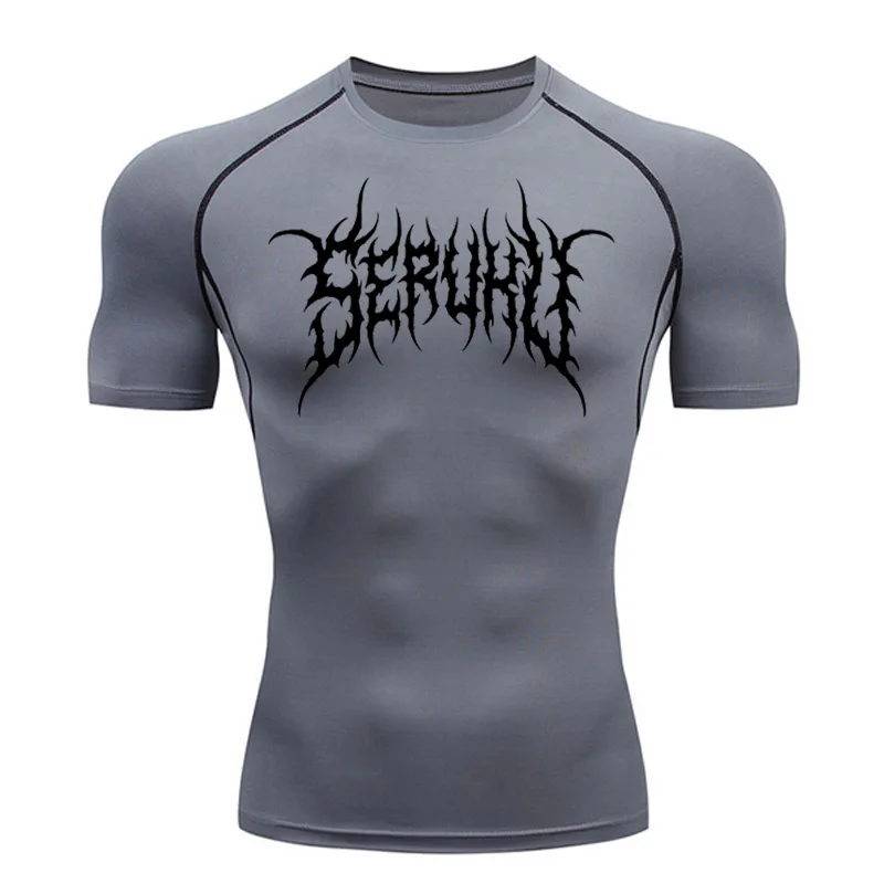 Camiseta deportiva de compresión de manga corta para hombre, camiseta de Fitness para correr, Top de secado rápido para gimnasio, entrenamiento,