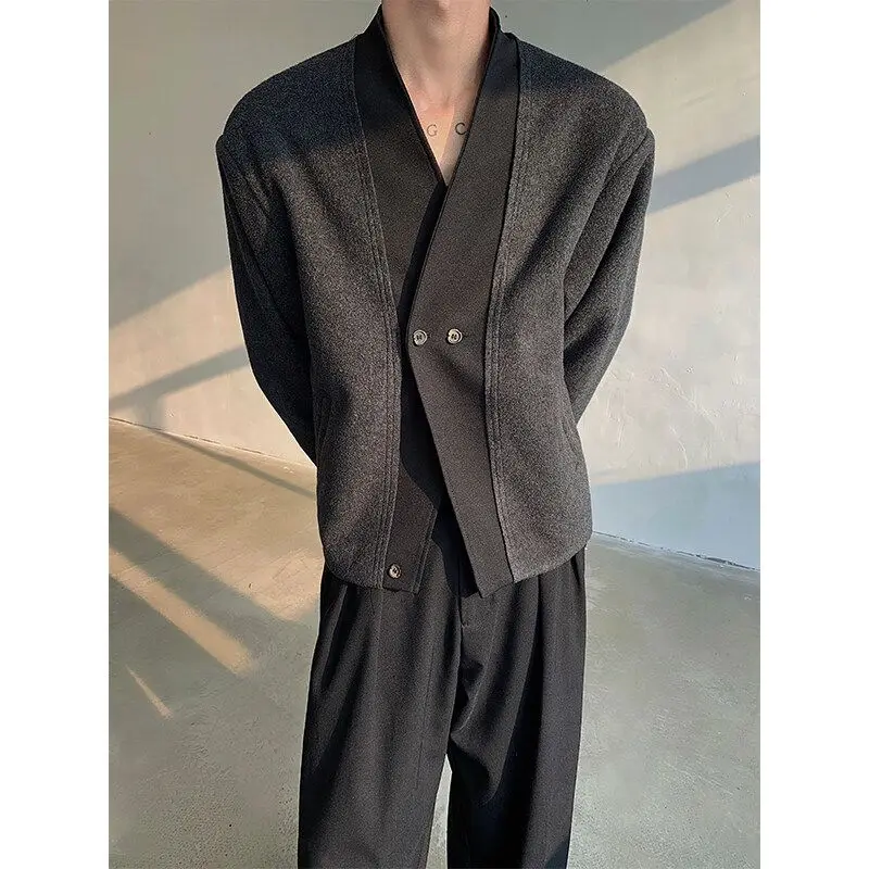 

Мужская куртка из шерстяной смеси, черная, для вечеринок, праздников, мероприятий, фестивалей, социальных встреч, развлечений, стильная, модная, современная, крутая