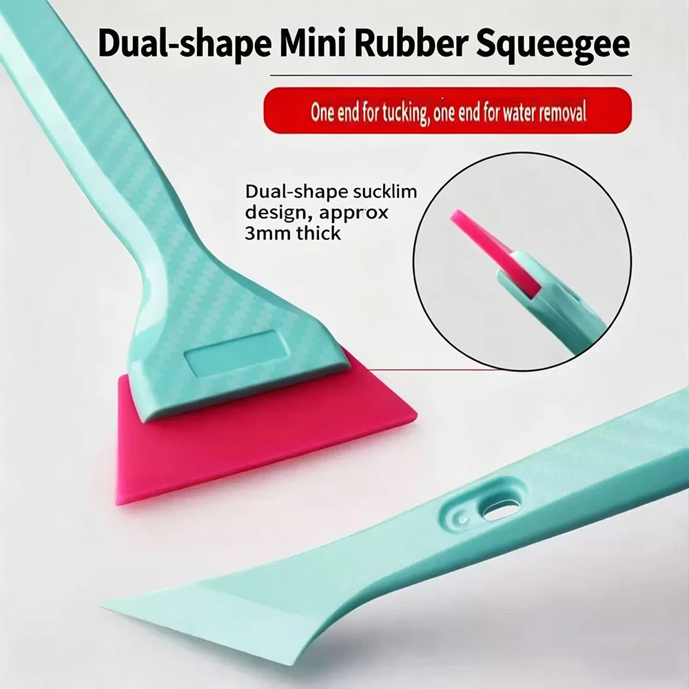 2 in 1 Small Handled Rubber Squeegee PPF Scraper Film Edge Plug Tool Window Tint Windshield Water Wiper Car Cleaning Tool