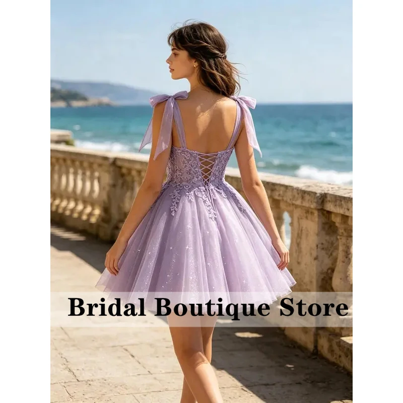 Tulle Homecoming Dresses for Teens Sparkly Lace Sequin Short Prom Dress Sweet 16 DAMA Quinceanera Dress HOCO Dress view 3