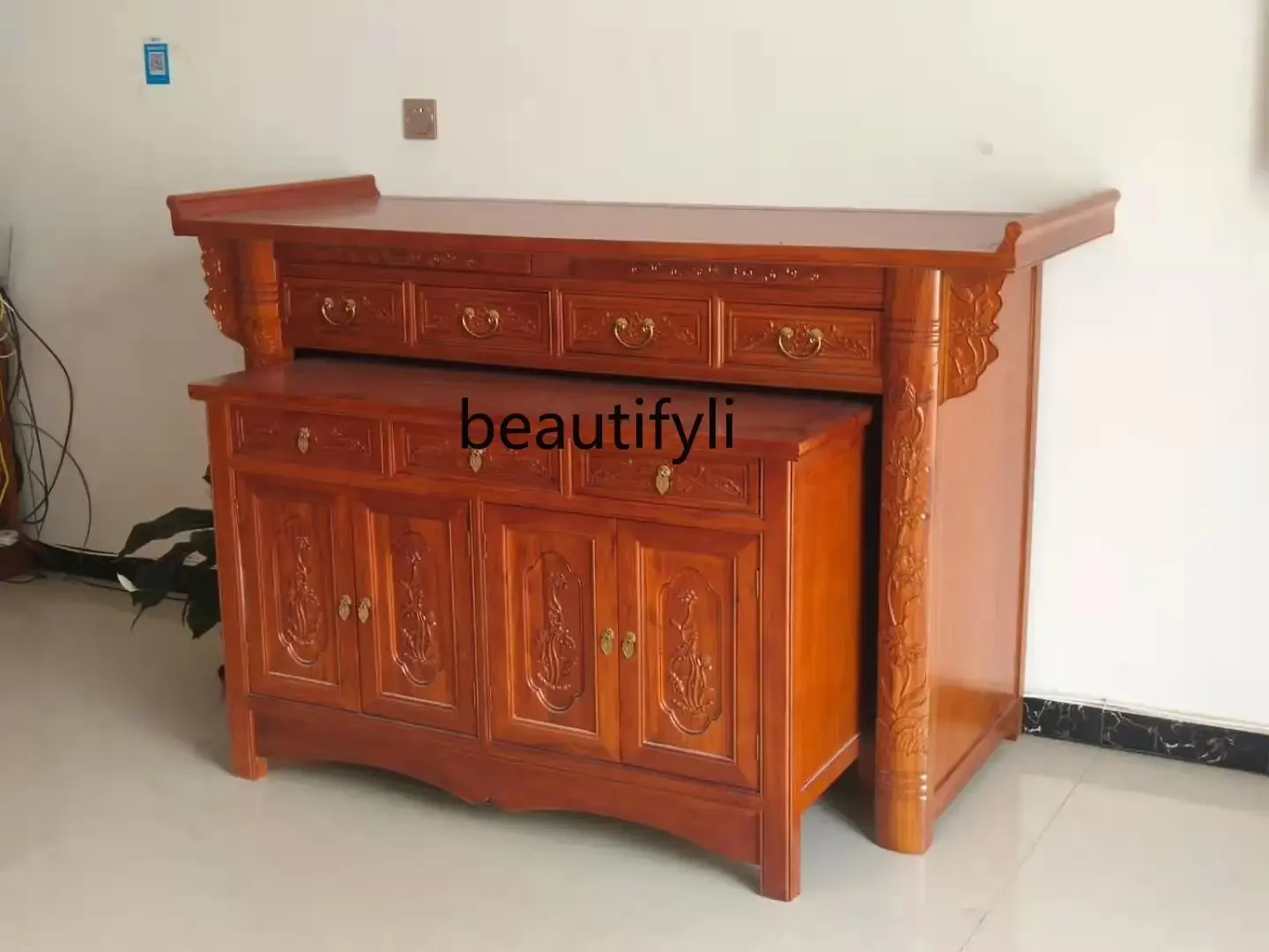 Solid wood offering table Chinese antique Buddhist platform household offering table Buddhist niche