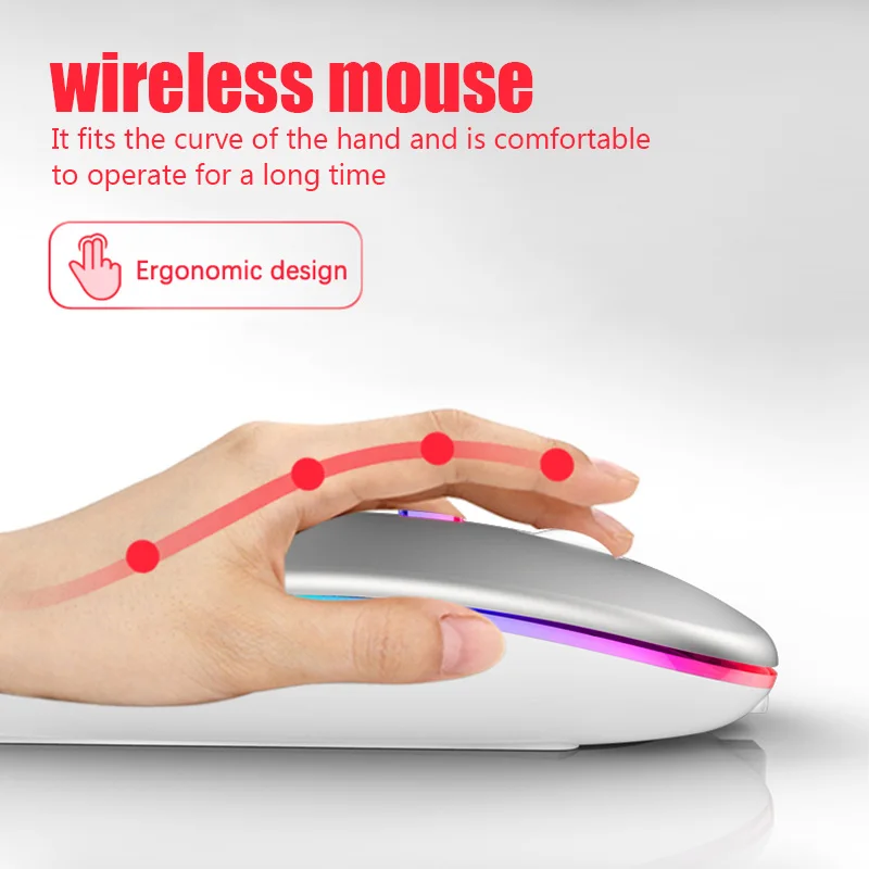 Wireless Mouse Rechargeable Mouse Bluetooth-compatible 2.4G Mause Optical Office Mouse Adjustable 1600 DPI Levels for PC Laptop