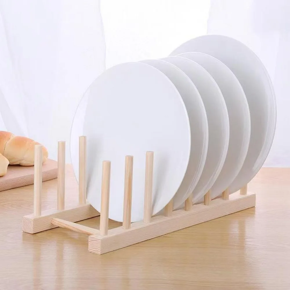 CANBOUN Multifunction Wooden Plate Storage Rack Cutlery Holder Drain Holder Simple Beautiful And Environmentally Friendly Draina